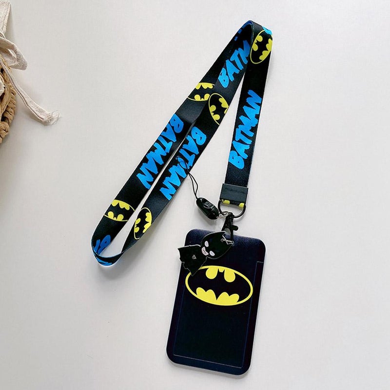 Superman/Captain America student ID card holder with long rope, student meal card protector, access card holder, bus card holder, keychain